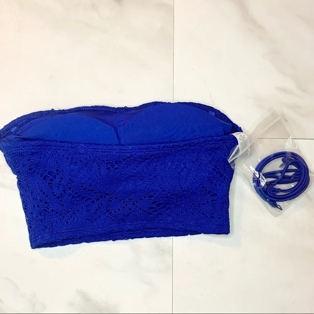 Aerie cobalt blue lace bandeau bikini top XS
